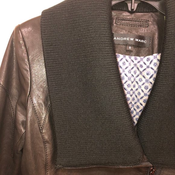 Andrew Marc wool blend collar leather jacket - (s) - Picture 3 of 12